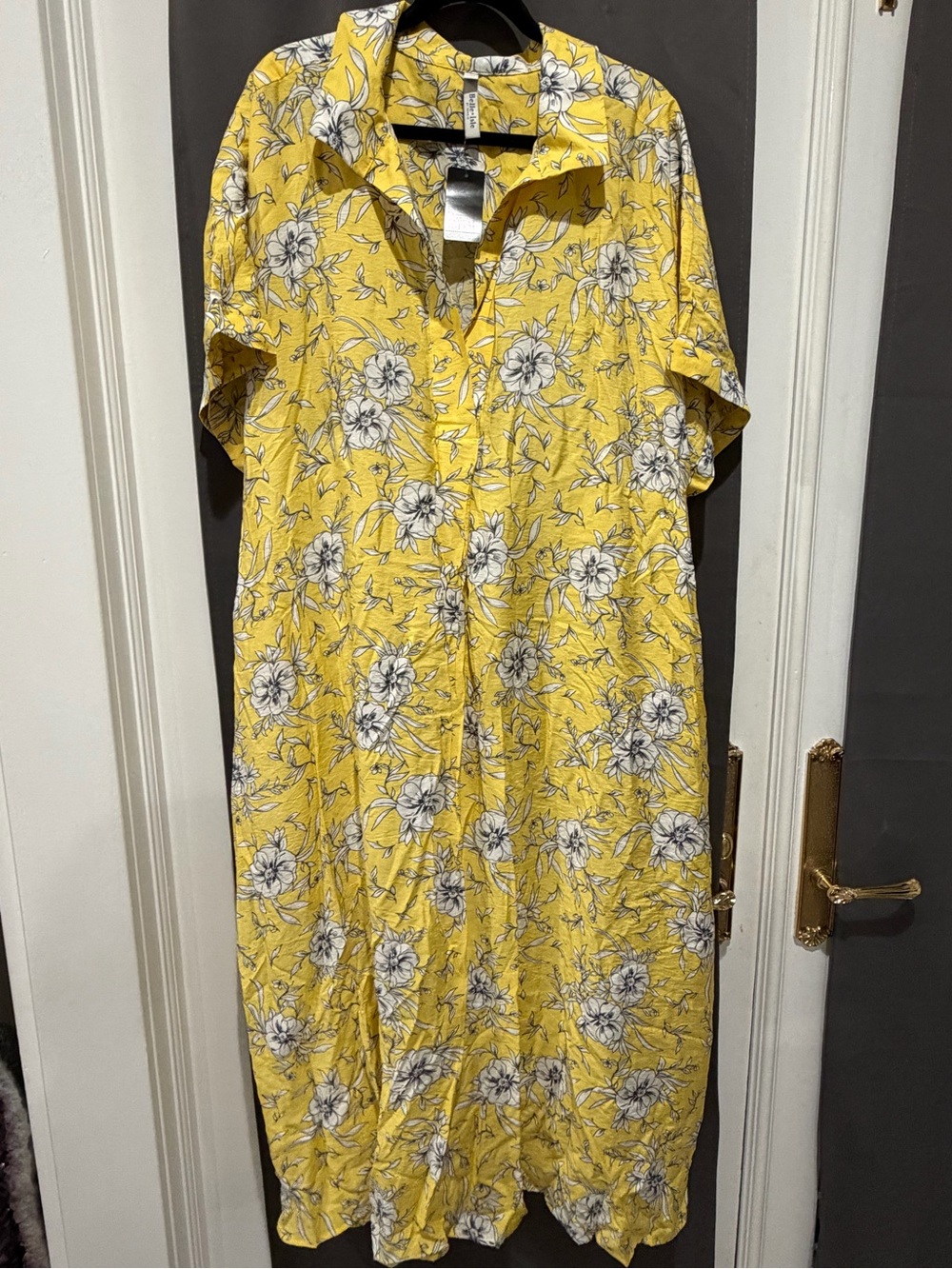 Torrid Yellow Floral Short-Sleeve Button-Down Shirt Dress